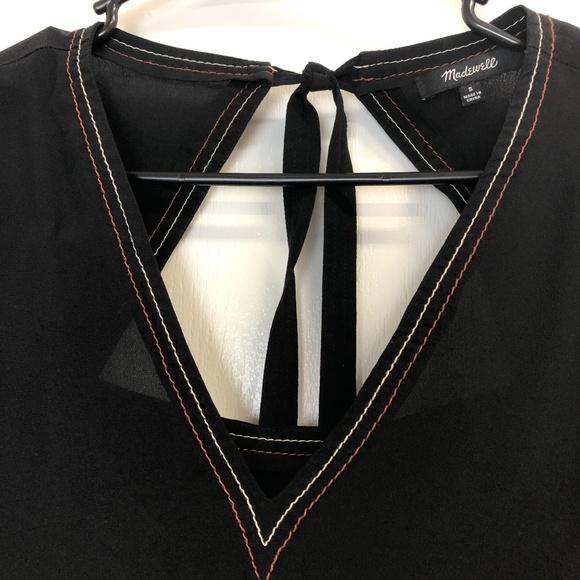 Madewell black silk stitch tie-back top size S - Picture 10 of 13
